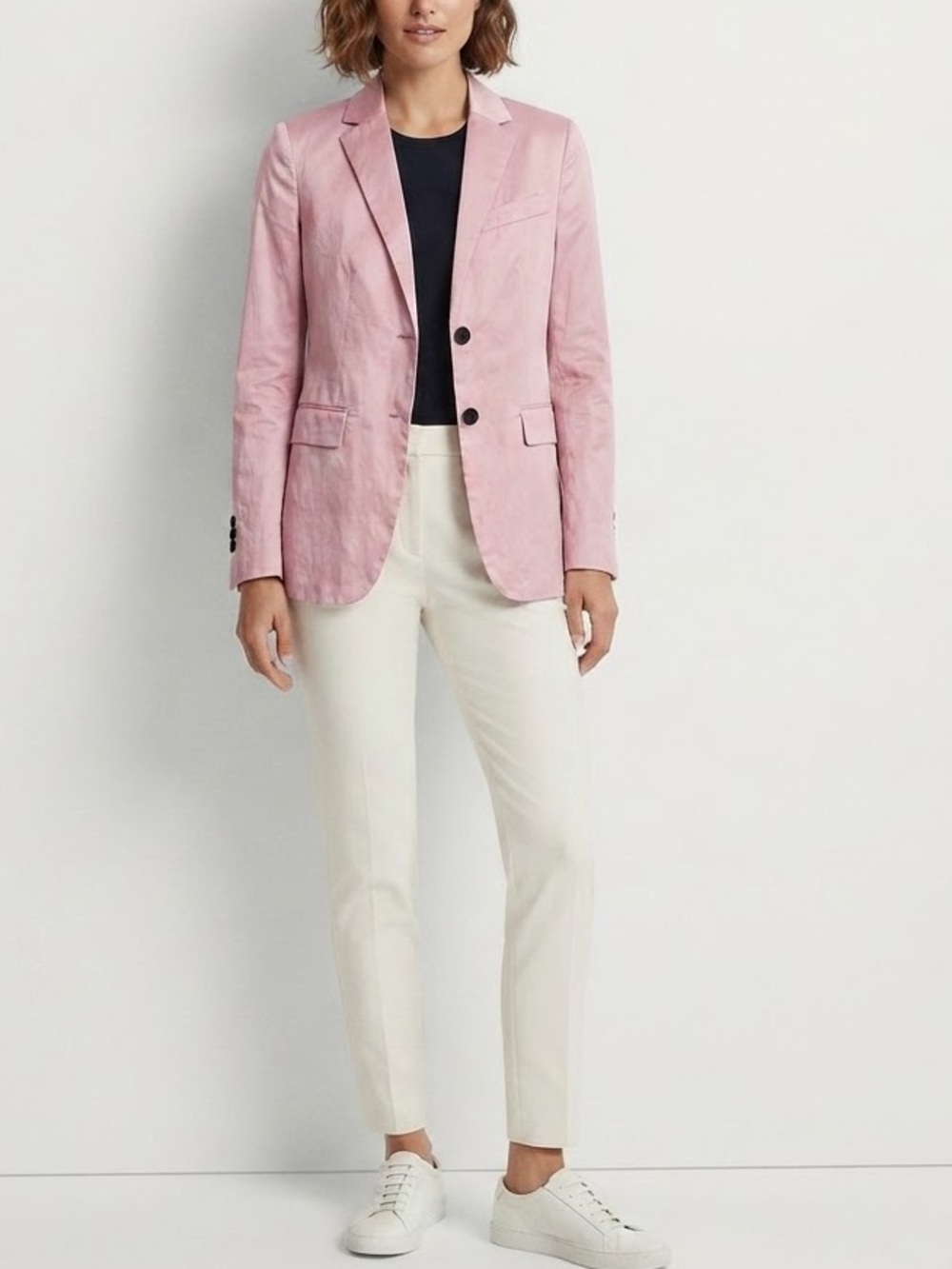 Theory Pink Two Button Tailored Blazer NWT Size 00 Satin Finish Suit Jacket🩷
